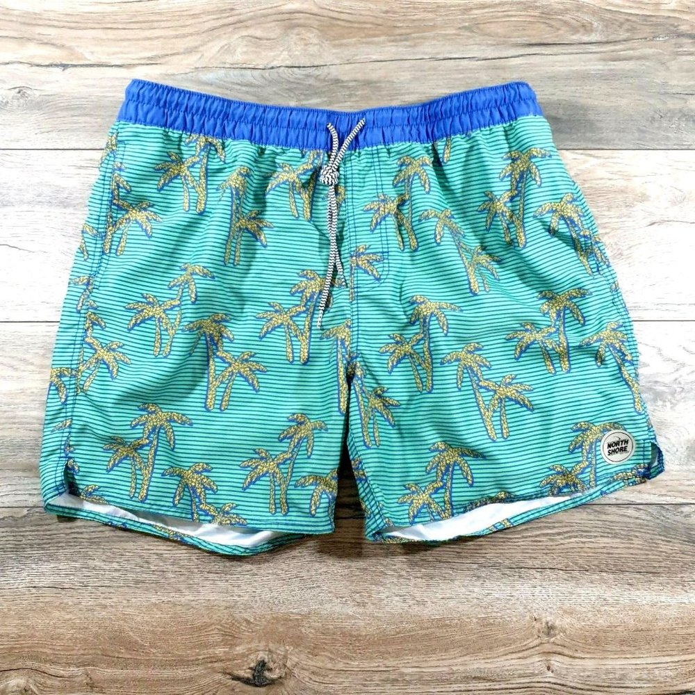 North Shore Surf Shop Mens XL Swim Trunks Shorts Vacation Palm Tree Beach Shorts